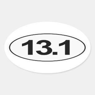 Half Marathon 13.1 Miles Oval Sticker (White)