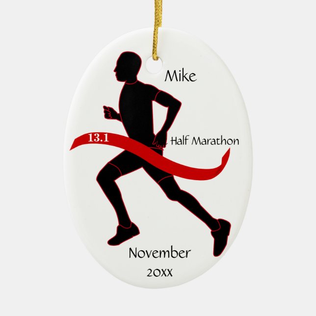 Half Marathon Runner Ornament - Man red (Front)
