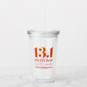 Half Marathon Running Red 13.1 Distance Acrylic Tumbler