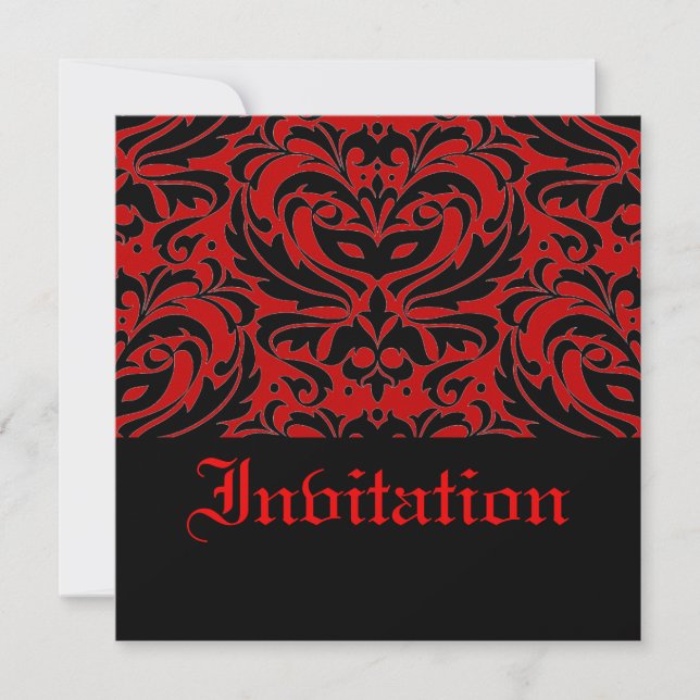 Half Masquerade Red Halloween Party Invitation (Front)