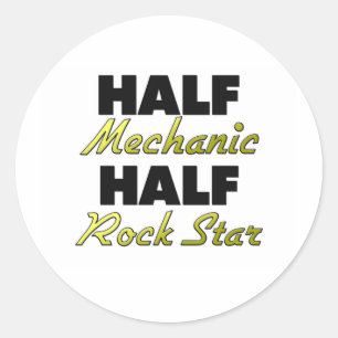 Half Mechanic Half Rock Star Classic Round Sticker