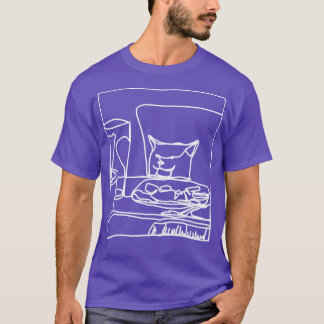 Half Memes Woman Yelling at Cat White Line Doodle T-Shirt