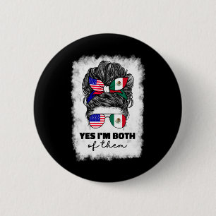 Half Mexican And American Mexico America Usa Flag  6 Cm Round Badge