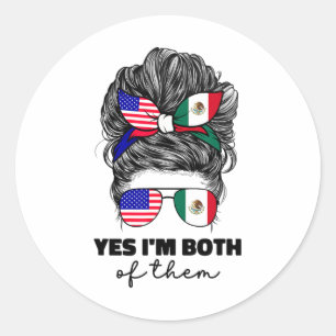 Half Mexican And American Mexico America Usa Flag Classic Round Sticker