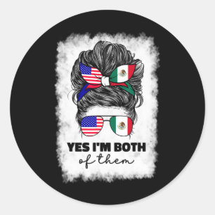 Half Mexican And American Mexico America Usa Flag Classic Round Sticker