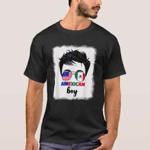 Half Mexican And American Mexico America Usa Flag T-Shirt