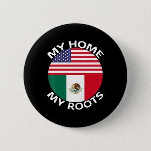 Half Mexican Half American Flag Usa Mexico Roots H 6 Cm Round Badge