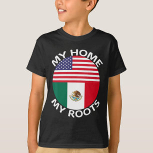 Half Mexican Half American Flag Usa Mexico Roots H T-Shirt