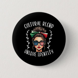 Half Mexican Half American Usa Flag Mexican Americ 6 Cm Round Badge