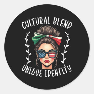 Half Mexican Half American Usa Flag Mexican Americ Classic Round Sticker