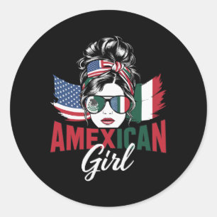 Half Mexican Half American Usa Flag Mexico America Classic Round Sticker