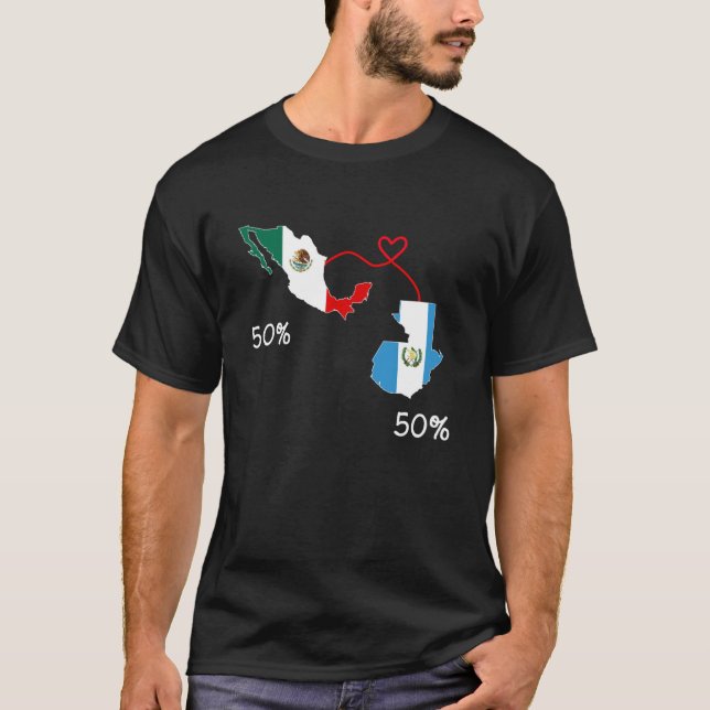 Half Mexican Half Guatemalan Flag Map Mexico Guate T-Shirt (Front)