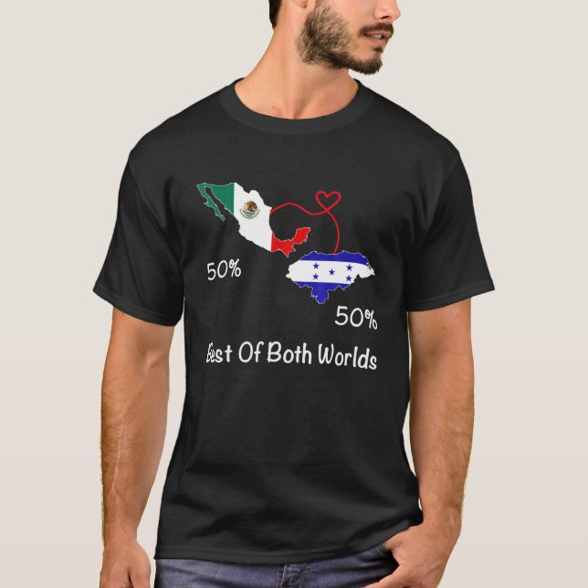 Half Mexican Half Honduran Flag Map Mexico Catrach T-Shirt (Front)