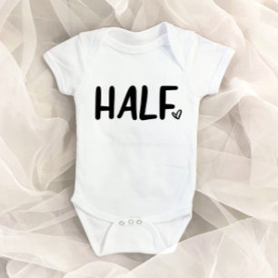 Half Minimal Minimalist Heart Half Birthday Baby Bodysuit