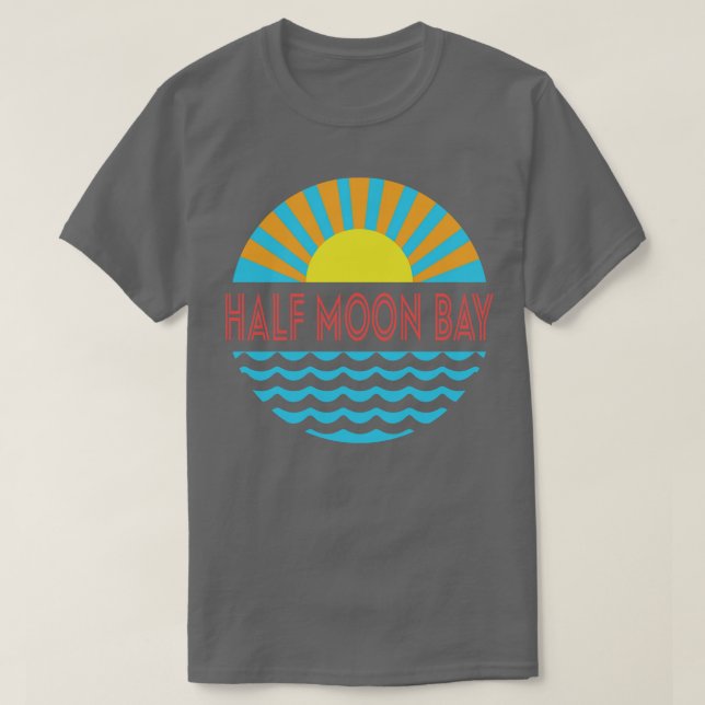 Half Moon Bay Beach Sun And Waves T-Shirt (Design Front)