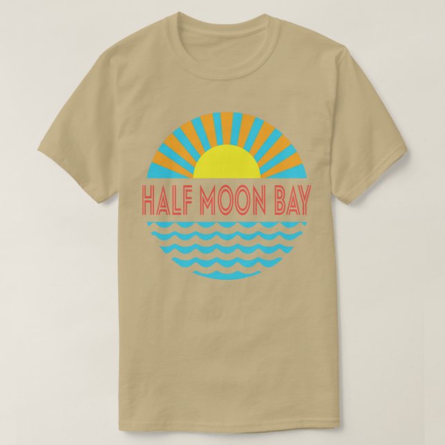 Half Moon Bay Beach Sun And Waves T-Shirt (Design Front)