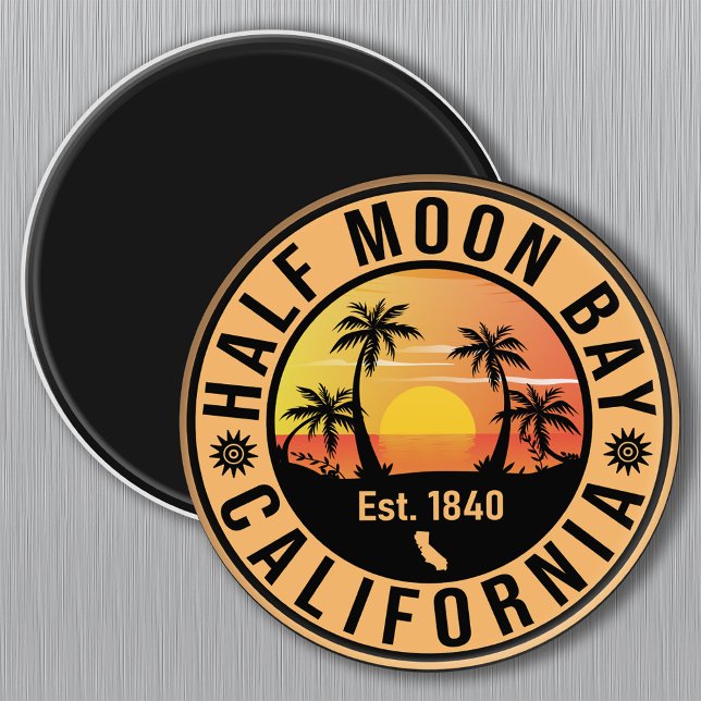 Half Moon Bay California Retro Sunset Souvenirs Magnet (Creator Uploaded)
