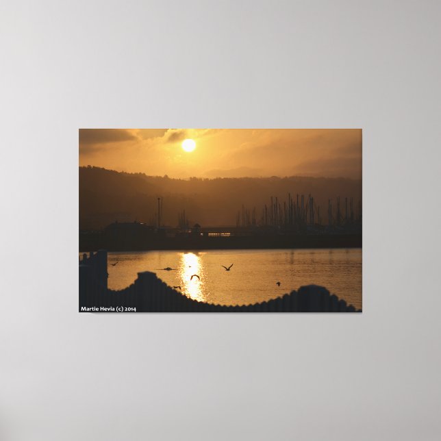 Half Moon Bay Marina Sunrise IV - Wrapped Canvas (Front)