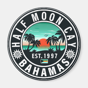 Half Moon Cay Bahamas Retro Sunset Vacation 60s Magnet