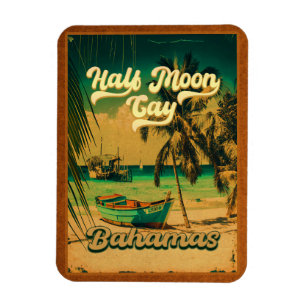 Half Moon Cay Bahamas Retro Vintage Vacation 60s Magnet