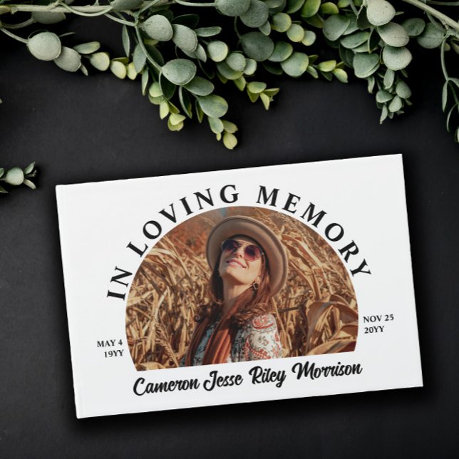 Half Moon Photo Arched Text In Loving Memory Guest Book (Creator Uploaded)