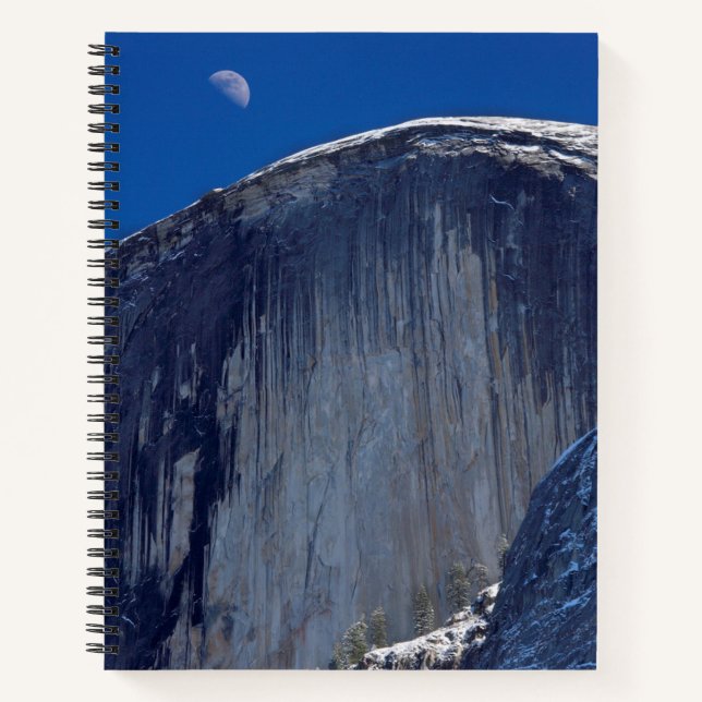 Half Moon Rising over Top of Half Dome Notebook (Front)
