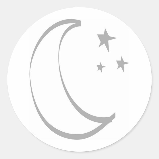 Half Moon with Stylised Stars Classic Round Sticker (Front)