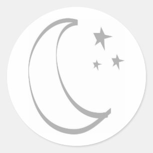 Half Moon with Stylised Stars Classic Round Sticker