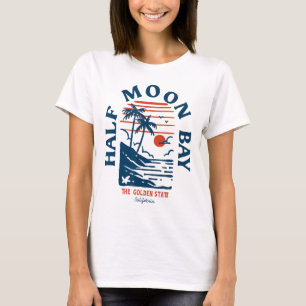 Half Moon Y California Retro Surfer Vintage Beach  T-Shirt