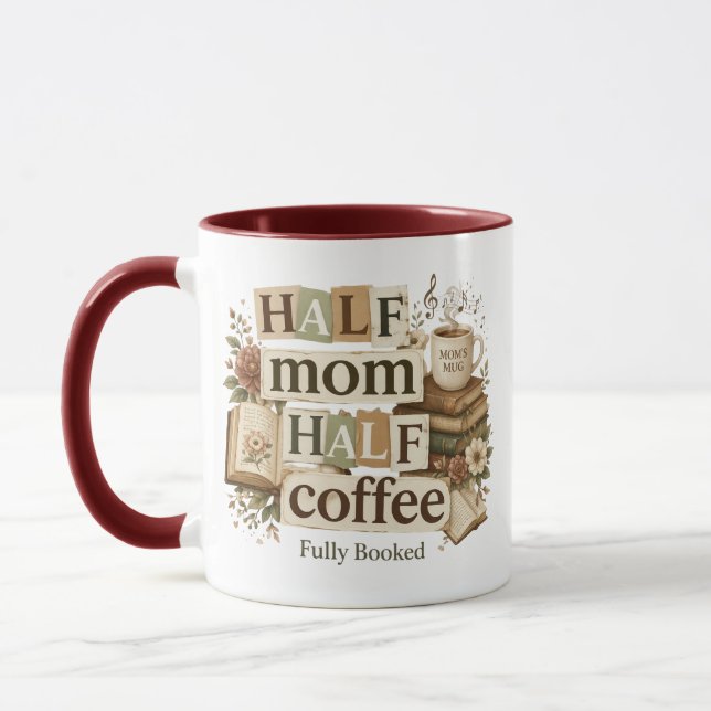 Half Mum Half Coffee Mug | Book Lover Mum Gift (Left)