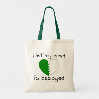 Half My Heart Is Deployed (Green) Tote Bag