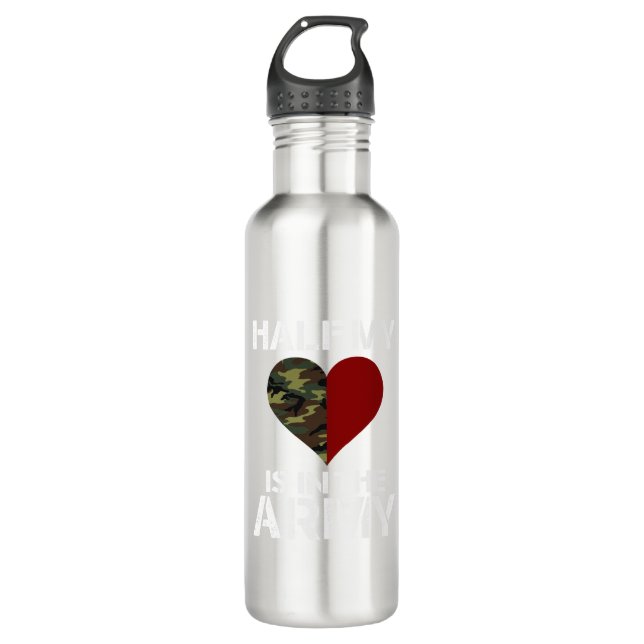 Half my heart is in the army 710 ml water bottle (Front)