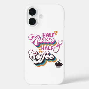 Half Nurse Half Coffee Nurse Groovy Coffee Lovers iPhone 16 Case