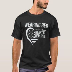 Half Of My Heart Is Deployed Couple Red T-Shirt