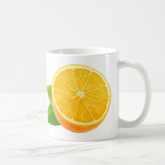 Half of orange fruit coffee mug (Right)