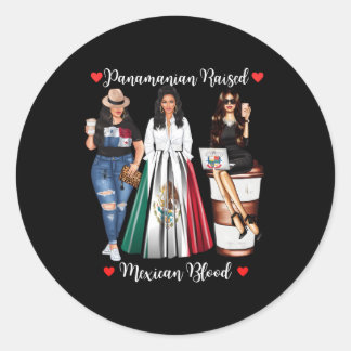 Half Panaian Half Mexican Raised In Mexico Flag Pa Classic Round Sticker