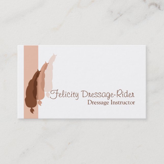 Half pass in brown shades dressage graphic business card (Front)