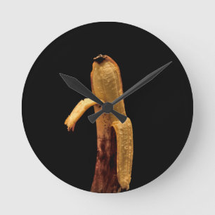Half Peeled Banana Still Life Round Clock