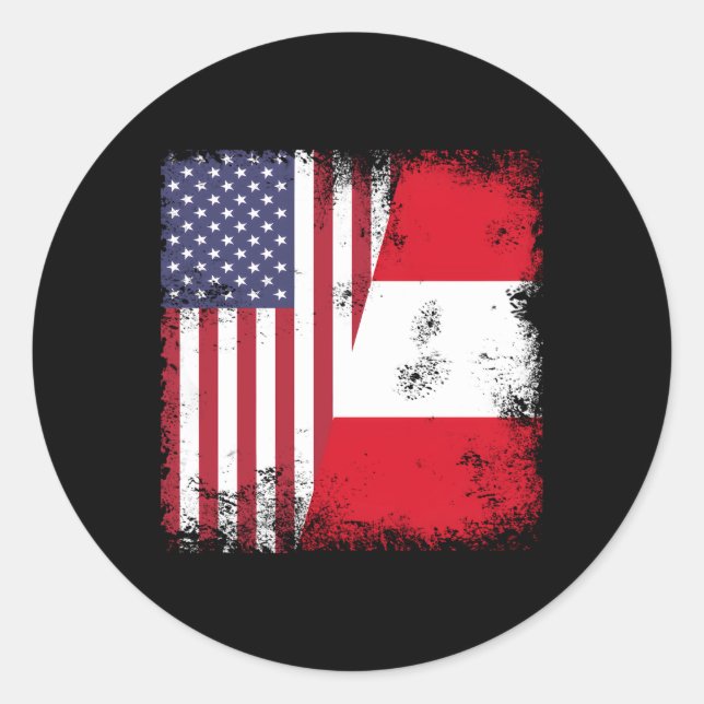 Half Peruvian Flag Peru Usa Classic Round Sticker (Front)