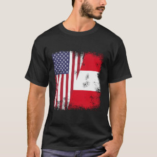 Half Peruvian Flag Peru Usa T-Shirt