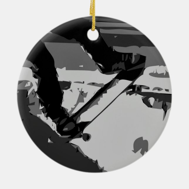 Half pipe Skateboarding Ceramic Tree Decoration (Back)