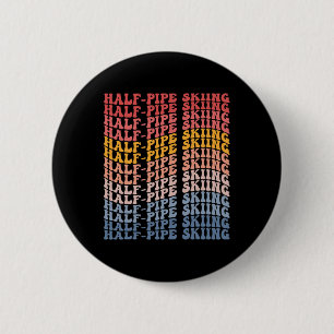 Half-pipe Skiing Groovy Retro Sports  6 Cm Round Badge