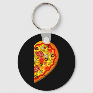 Half Pizza Cute Hearts Shape Matching Couple Valen Key Ring