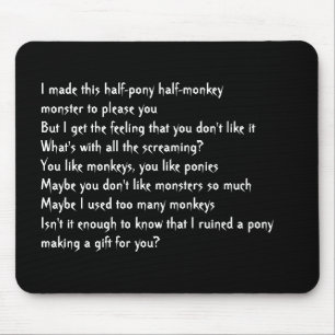 half-pony half-monkey monster mouse pad