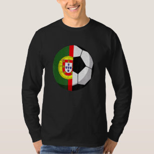 Half Portugal Flag Half Football Soccer T-Shirt