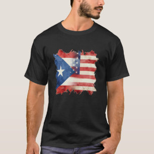 Half Puerto Rican and American Flag Boricua Roots T-Shirt