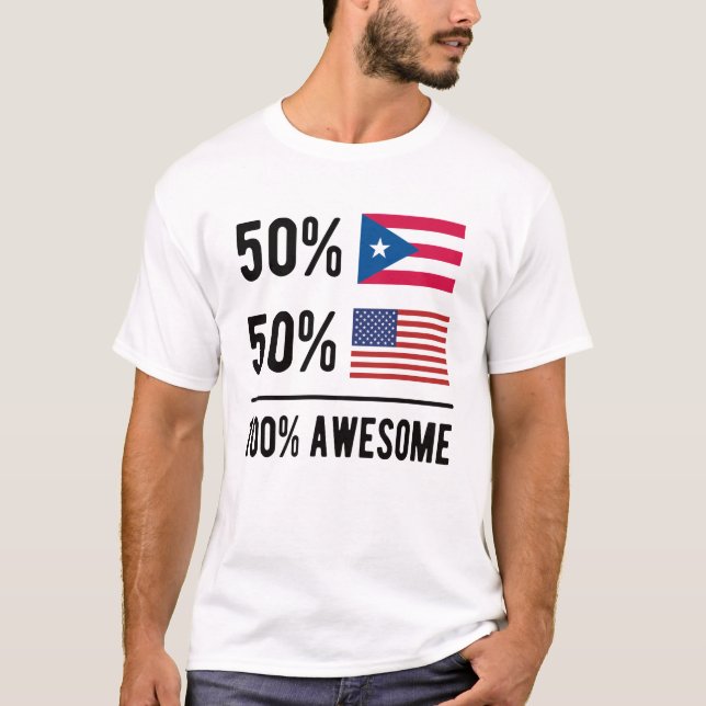 Half Puerto Rican Half American Puerto Rico USA T-Shirt (Front)