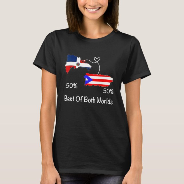 Half Puerto Rican Half Dominican Flag Map Combined T-Shirt (Front)