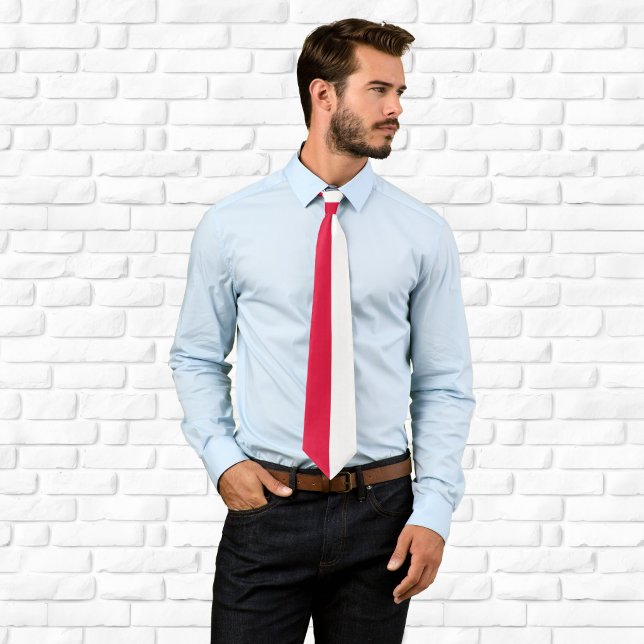Half Red and Half White Colorblock Tie (Half Red and Half White Colorblock Neck Tie)