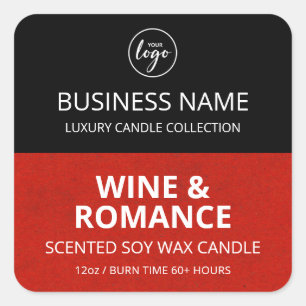 Half Red Black Block Design Soy Candle Labels